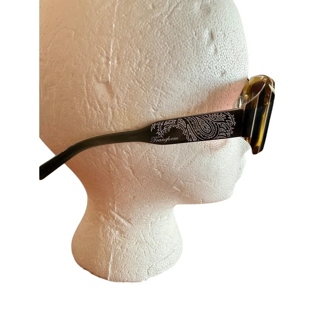 Vtg 90's Stay Gold‎ Transform Oversized Sunglasses Green Paisley 59-18-135